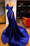 Designer Royal Blue Long Mermaid Prom Dress With Split