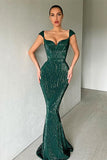 Designer Sequined Sleeveless Mermaid Prom Dress