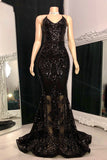 Designer Spaghetti Straps Long Mermaid Lace Sleeveless Prom Dress-misshow.com