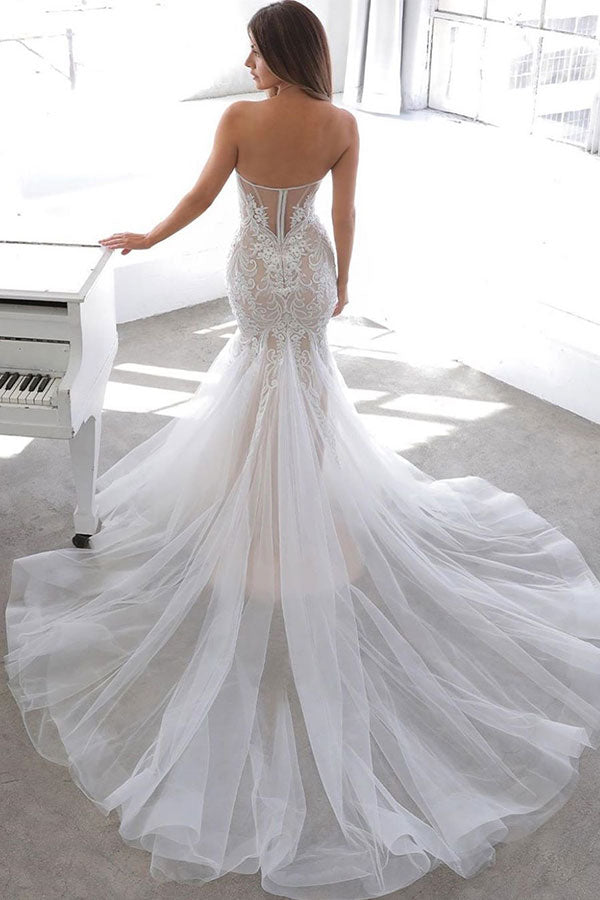 Designer Summer style Sweetheart Mermaid Lace Wedding Dress –