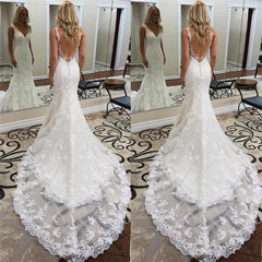 Designer wedding dress mermaid | Backless lace wedding dresses-misshow.com