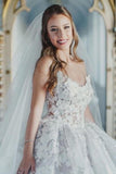 Dignified Sweetheart Sleeveless Ball Gown Tulle Wedding Dresses with Lace-misshow.com