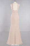 Dreamful Halter Slim Mermaid Bridesmaid Dress Floor Length Party Dress-misshow.com