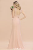 Dreamful Halter Slim Mermaid Bridesmaid Dress Floor Length Party Dress-misshow.com