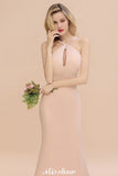 Dreamful Halter Slim Mermaid Bridesmaid Dress Floor Length Party Dress-misshow.com