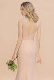 Dreamful Halter Slim Mermaid Bridesmaid Dress Floor Length Party Dress-misshow.com