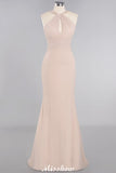 Dreamful Halter Slim Mermaid Bridesmaid Dress Floor Length Party Dress-misshow.com