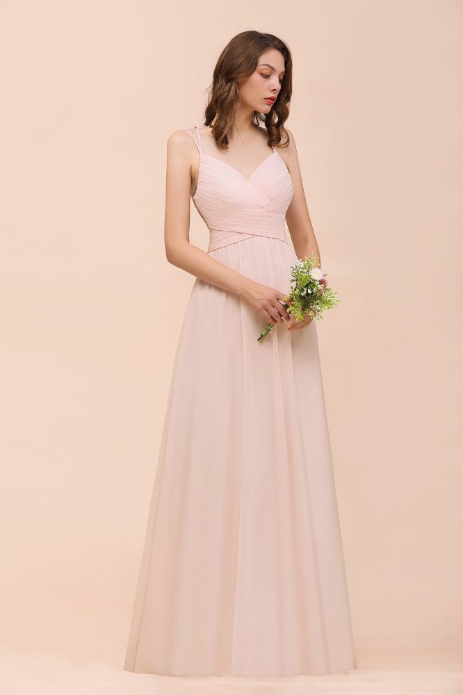 Dusty Pink Sleeveless A-Line Wedding Guest Dress Beach Bridesmaid Dress | MisShow Dusty Pink Sleeveless A-Line Wedding Guest Dress Beach Bridesmaid Dress | MisShow