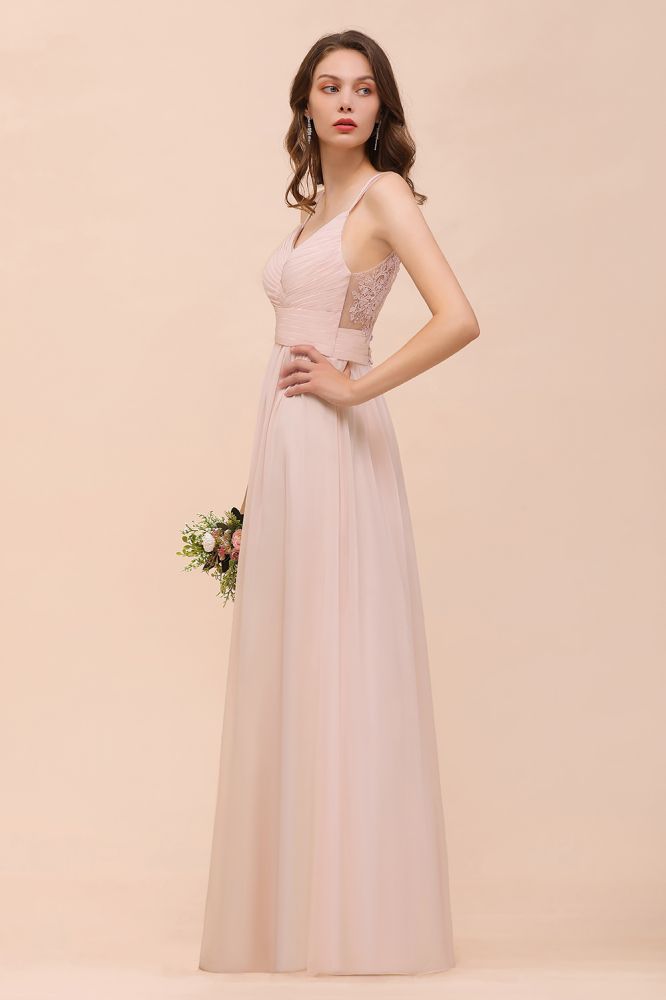 Dusty Pink Sleeveless A-line Wedding Guest Dress Beach Bridesmaid Dress | MISSHOW Dusty Pink Sleeveless A-line Wedding Guest Dress Beach Bridesmaid Dress | MISSHOW
