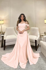 Off The Shoulder Sleeveless Long Mermaid Formal Dress With Pleated
