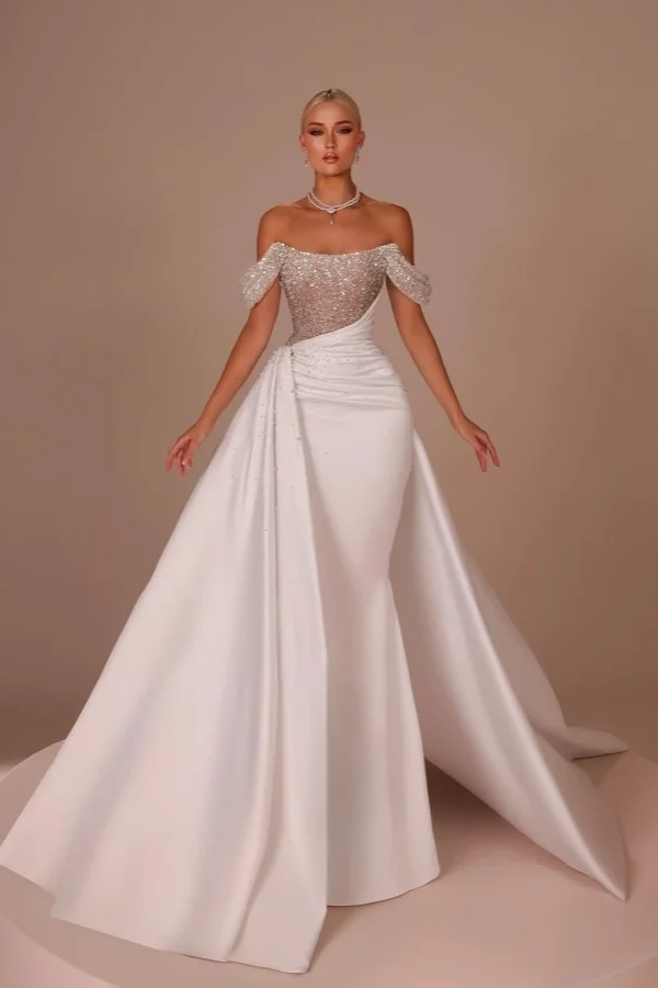 Off the Shoulder Strapless Mermaid Long Formal Dress With Sequins