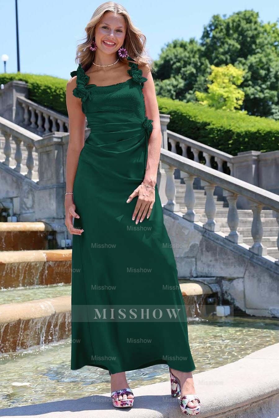 Charming Sleeveless Straps Mermaid Long Formal Dress With Pleated