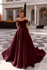 Off the Shoulder Sleeveless Long Formal Dress With Pleated Beading