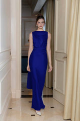 婢跺秴鍩桹ne Shoulder Long Sleeve Long High Split Formal Dress With Beading