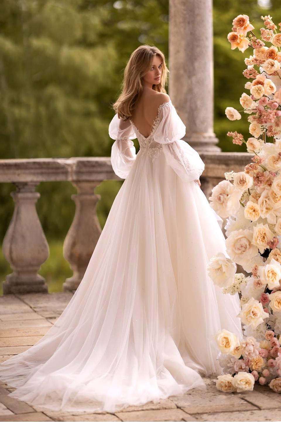 Off the Shoulder Long Sleeves Long Formal Dress With Appliques