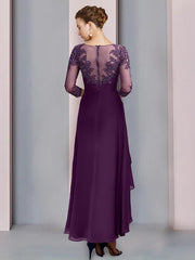 A Line Princess Scoop Tea Length Mother Of The Bride Dresses