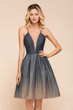 MISSHOW offers Elagant Spaghetti Straps Bronzing Knee Length Evening Party Dress Deep V-Neck Backless Prom Dress with Pocket at a good price from Same as Picture,Bronzing to A-line Mini them. Stunning yet affordable Sleeveless Prom Dresses,Evening Dresses.