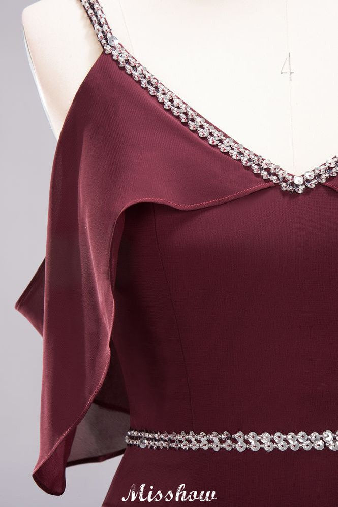 MISSHOW offers elegant A-line Chiffon V-Neck Spaghetti Straps Sleeveless Floor-Length Bridesmaid Dresses with Beading at a good price from 100D Chiffon to A-line Floor-length them. Lightweight yet affordable home,beach,swimming useBridesmaid Dresses.