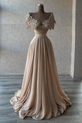 Elegant A-line Long Glitter Beading Sweetheart Prom Evening Dresses-misshow.com