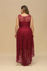 Elegant A-Line Scoop Sleeveless Lace Bridesmaid Dress