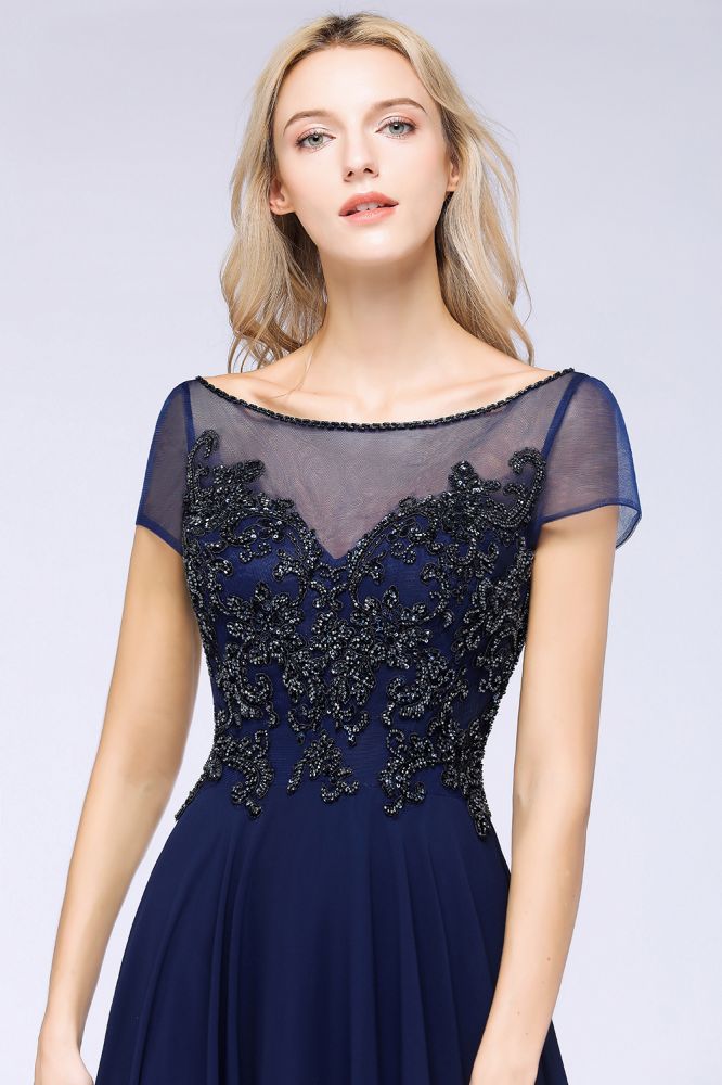 MISSHOW offers Elegant A-Line Short Sleeve Appliques Beads Bridesmaid Dresses Floor-Length Evening Dress at a good price from Tulle to A-line Floor-length them. Lightweight yet affordable home,beach,swimming useBridesmaid Dresses.