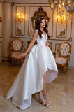 Elegant A-line Short V-neck Sleeveless Wedding Dresses With Lace-misshow.com
