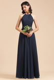 Elegant A-line Sleeveless V-Neck Ruffle Chiffon Lace Bridesmaid Dresses-misshow.com