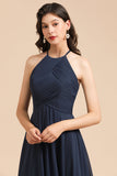 Elegant A-line Sleeveless V-Neck Ruffle Chiffon Lace Bridesmaid Dresses-misshow.com