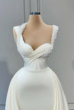 Elegant A-line Sweetheart Sleeveless Beading Wedding Dresses-misshow.com