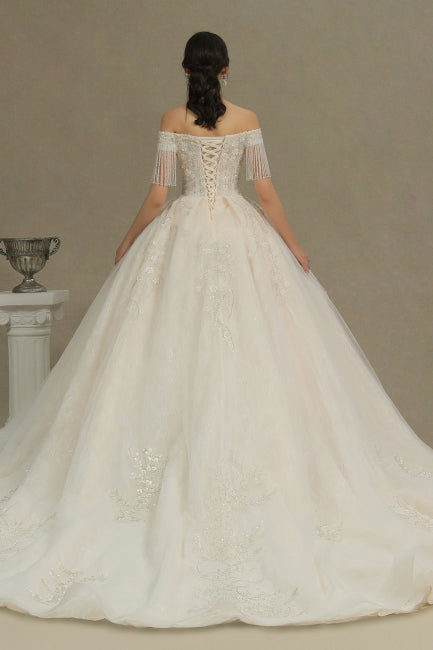 Elegant A-line wedding dresses | Wedding dresses with sleeves-misshow.com