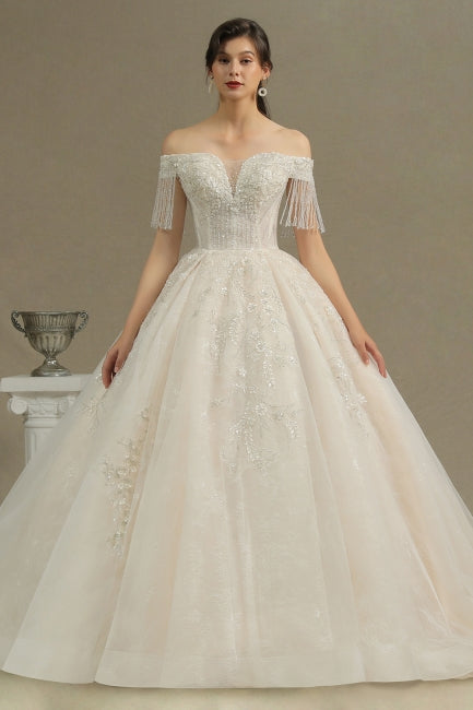 Elegant A-line wedding dresses | Wedding dresses with sleeves-misshow.com