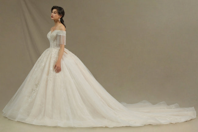Elegant A-line wedding dresses | Wedding dresses with sleeves-misshow.com