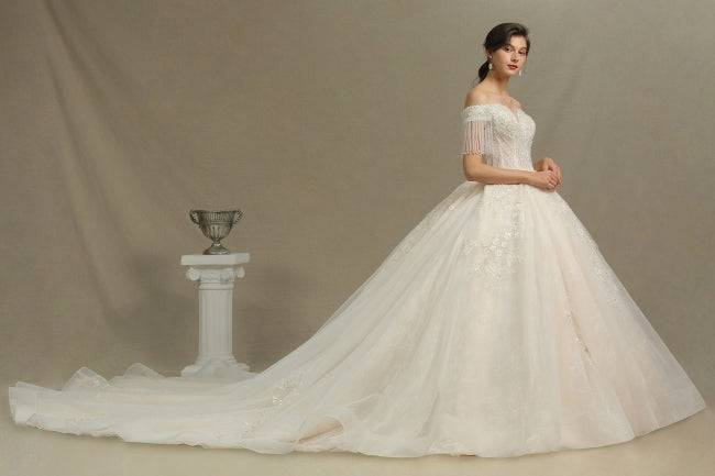 Elegant A-line wedding dresses | Wedding dresses with sleeves-misshow.com