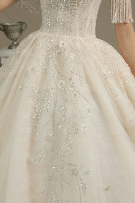 Elegant A-line wedding dresses | Wedding dresses with sleeves-misshow.com