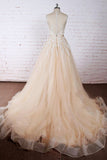 Elegant Appliques Tulle A-line Wedding Dress-misshow.com