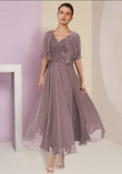 Elegant beautiful 3/4 length sleeves a-line lace mother dress