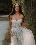 Elegant Boho A-Line Sleeveless Wedding Dresses with Lace-misshow.com