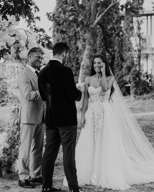 Elegant Boho A-Line Sleeveless Wedding Dresses with Lace-misshow.com