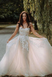 Elegant Boho A-Line Sleeveless Wedding Dresses with Lace
