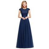 MISSHOW offers Elegant Cap Sleeves ALine Evening Swing Dress Navy Blue Long Party Dress at a good price from Nude pink,Candy Pink,Burgundy,Grape,Royal Blue,Dark Navy,Dusty Blue, to A-line  them. Stunning yet affordable Short Sleeves Prom Dresses,Evening Dresses,Homecoming Dresses,Bridesmaid Dresses,Quinceanera dresses.