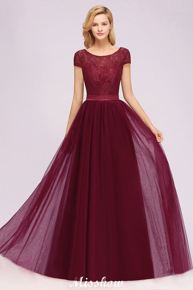MISSHOW offers Elegant Cap Sleeves Floral aline Evening Swing Dress Appliques Tulle Bridesmaid Dress at a good price from White,Ivory,Blushing Pink,Candy Pink,Pearl Pink,Dusty Rose,Watermelon,Red,Fuchsia,Burgundy,Chocolate,Brown,Gold,Champagne,Orange,Yellow,Daffodil,Regency,Grape,Lilac,Lavender,Sky Blue,Pool,Ocean Blue,Royal Blue,Ink Blue,Dark Navy,Black,Silver,Dark Green,Jade,Green,Sage,Mint Green,Tulle to A-line Floor-length them. Stunning yet affordable Sleeveless Bridesmaid Dresses.