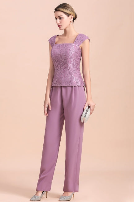 Elegant Cap-Sleeves Lace Chiffon Affordable Mother of Bride Online with Wrap-misshow.com
