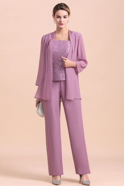 Elegant Cap-Sleeves Lace Chiffon Affordable Mother of Bride Online with Wrap-misshow.com