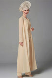 Elegant Champagne Mother Of The Bride Dresses Chiffon Bridesmaid Jumpsuit-misshow.com