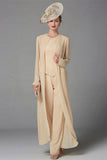 Elegant Champagne Mother Of The Bride Dresses Chiffon Bridesmaid Jumpsuit