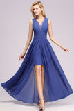 Elegant Chiffon Lace Jewel Sleeveless Floor-Length A-Line Ruffles Bridesmaid Dress