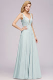 MISSHOW offers Elegant Chiffon Lace V-Neck Sleeveless Floor-Length A-Line Bridesmaid Dress with Beadings at a good price from Misshow