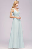 MISSHOW offers Elegant Chiffon Lace V-Neck Sleeveless Floor-Length A-Line Bridesmaid Dress with Beadings at a good price from Misshow