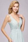 MISSHOW offers Elegant Chiffon Lace V-Neck Sleeveless Floor-Length A-Line Bridesmaid Dress with Beadings at a good price from Misshow