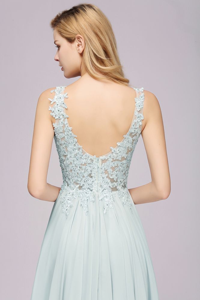 MISSHOW offers Elegant Chiffon Lace V-Neck Sleeveless Floor-Length A-Line Bridesmaid Dress with Beadings at a good price from Misshow
